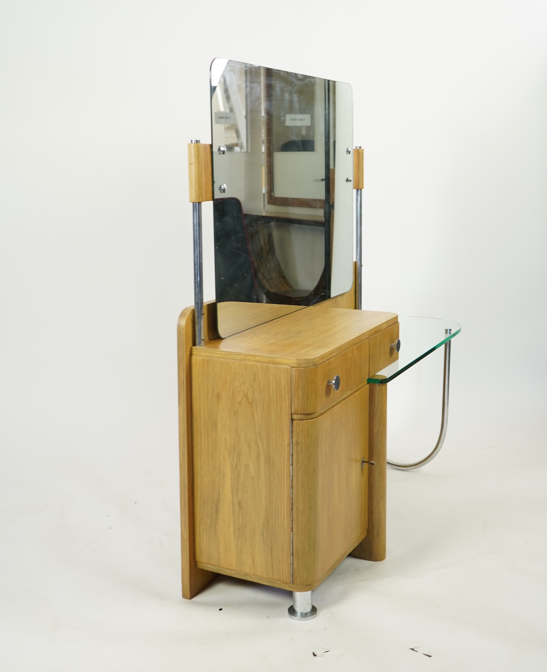 A Belgian Art Deco modernist walnut dressing table, by De Coene